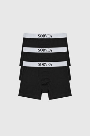 SORVEA Classic Boxers 3-Pack Black – three boxers, front view