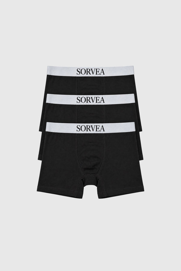 SORVEA Classic Boxers 3-Pack Black – three boxers, front view