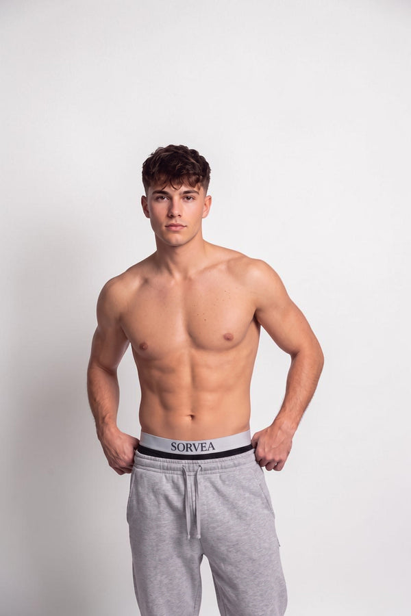 SORVEA Classic Boxers Black – model photo, waistband with SORVEA branding